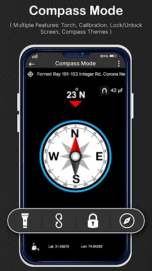 Digital Compass Free – Weather, Torch Light, Map Screenshot 0