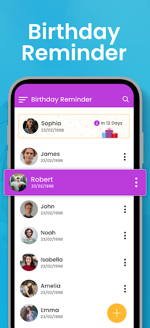 Birthday Reminder Calendar App Screenshot 1