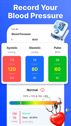 Blood Pressure Heart Rate App Screenshot 2
