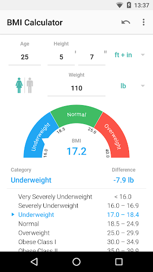 BMI Calculator Screenshot 2