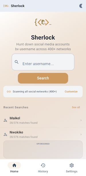 Sherlock: Account Finder OSINT Screenshot 1