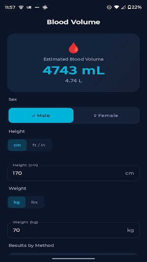 Blood Volume Calculator Screenshot 0