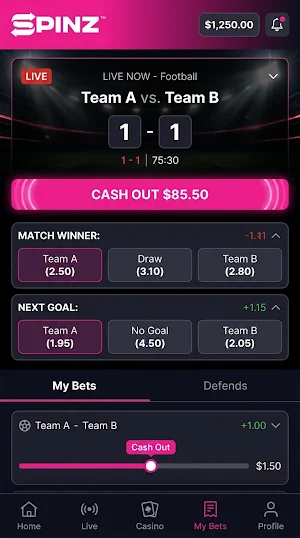 Spinz Casino Screenshot 2