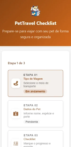 Checklist de Viagem do Pet Screenshot 0
