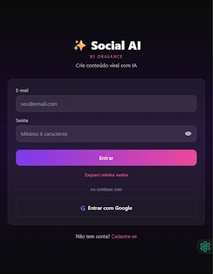 Social AI — Conteúdo Viral IA Screenshot 0