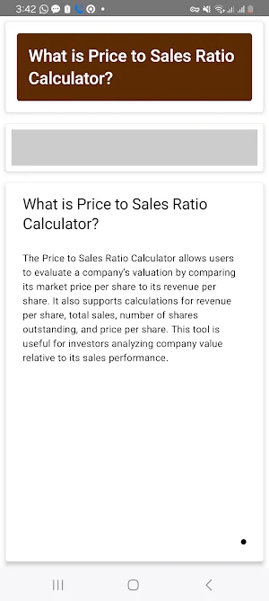 Price to Sales Ratio Calc Screenshot 1