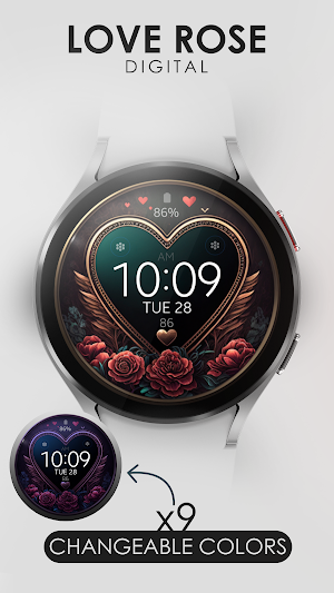 Love Rose digital watch face Screenshot 2