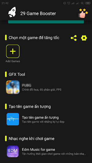 29 Game Booster, Gfx tool, Nickname generation Screenshot 1