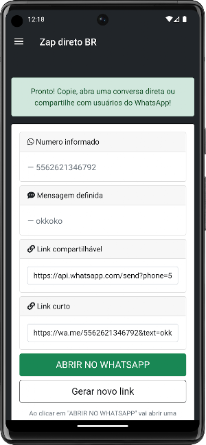 ZapDiretoBR - Sem salvar, Link Screenshot 0