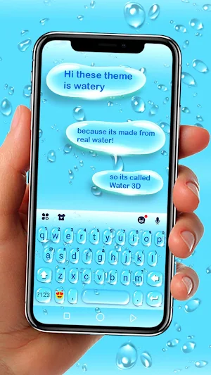 Blue 3d Waterdrops Keyboard Theme Screenshot 1