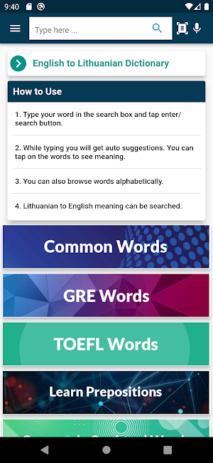 English Lithuanian Dictionary Screenshot 1