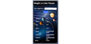 Weight on solar planets Screenshot 1