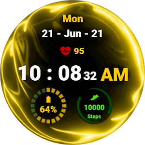 Fluid Yellow Watch Face Screenshot 1