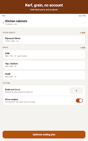 PanelCut: Cutlist Optimizer Screenshot 3