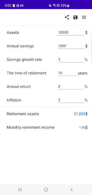 Retirement Calculator Screenshot 0