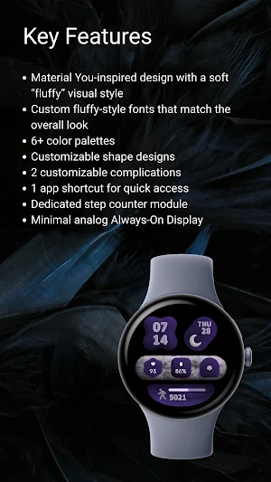 Material You Fluffy Watch Face Screenshot 2