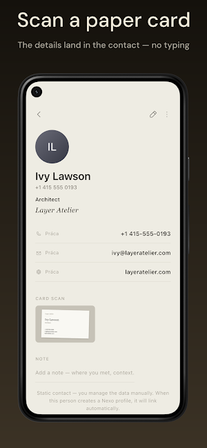 Nexo: Contacts & Business Card Screenshot 1