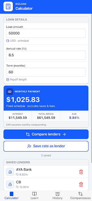 Bizloan AI Loan Calculator Screenshot 0