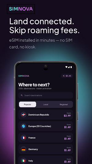 Simnova: eSIM Travel Data Screenshot 0