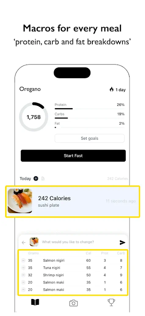 Oregano: Photo to Calories Screenshot 2