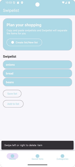 Swipelist: Shopping To Do List Screenshot 0