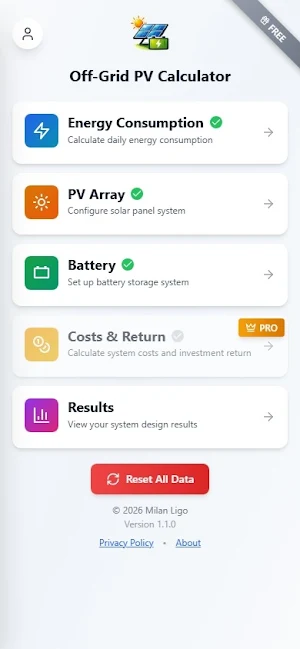 Off-Grid PV Calculator Screenshot 0