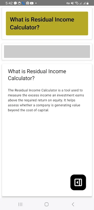 Residual Income Calculator Screenshot 1