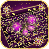 Purple Gold Butterflies Keyboard Theme