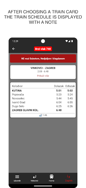 Kutina train timetable Screenshot 3