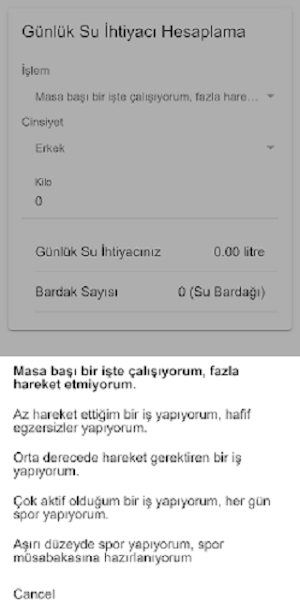 Günlük Su İhtiyacı Hesaplama Screenshot 0