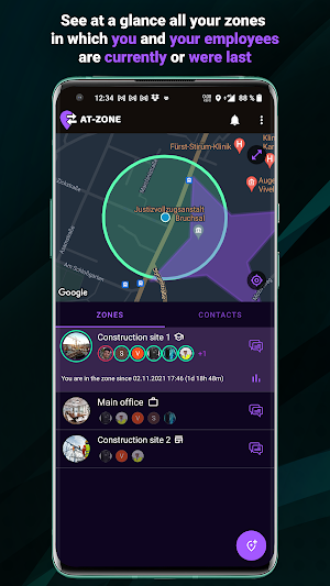 AT-ZONE. Time tracking via GPS Screenshot 2