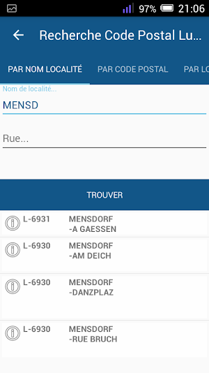 Luxembourg PostCode Screenshot 1