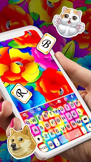 Bright Color Flowers Keyboard Background Screenshot 1