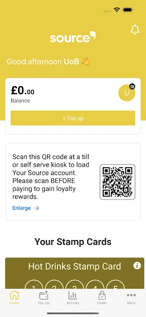 UoB Source Catering App Screenshot 2