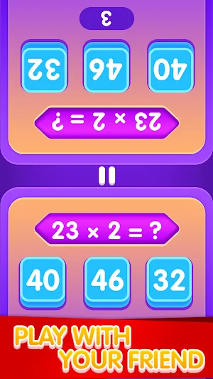 Math Duel Game - 2 players Screenshot 1