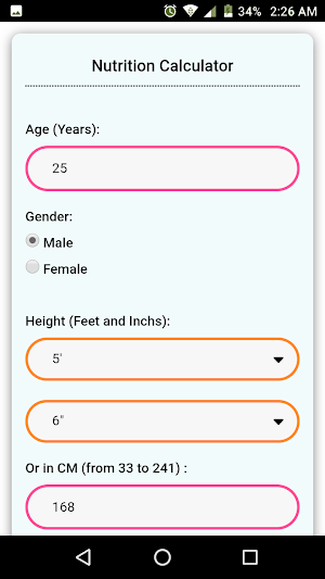 Nutrition Calculator Screenshot 2