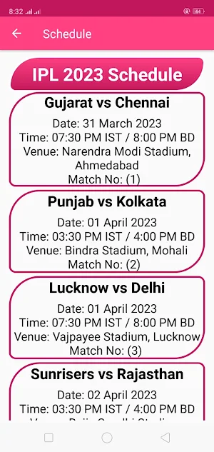 IPL 2023 Schedule Screenshot 2
