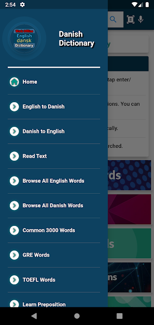 English : Danish Dictionary Screenshot 2