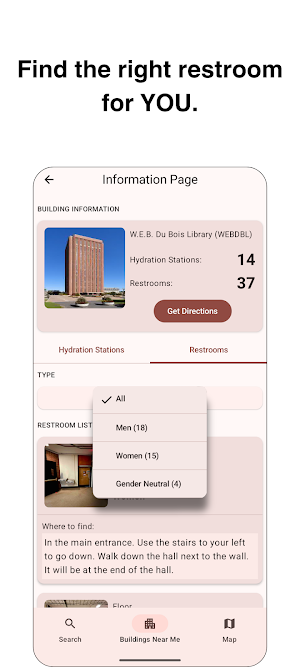 UMass Locator Screenshot 2