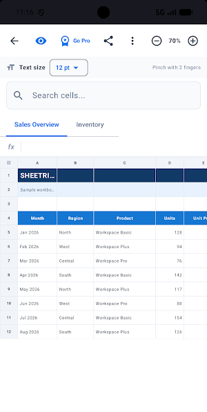 Sheetrivo: Spreadsheet Viewer Screenshot 1