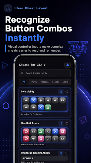 Cheats for GTA 5: V Screenshot 1