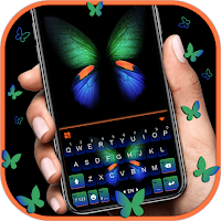 Neon Glow Butterfly Keyboard Background