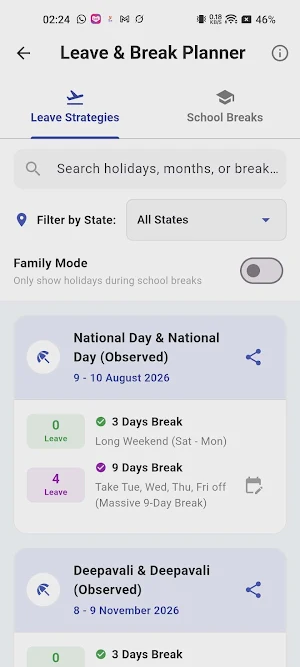 Singapore Calendar & Leave Screenshot 1