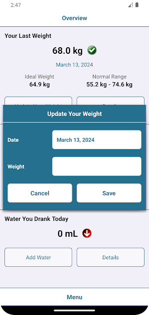 Weight Tracking Screenshot 2