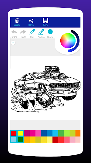 Hotrod Cars Coloring Book Screenshot 1