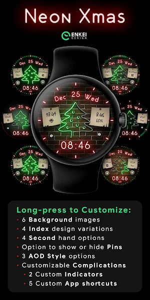 Neon Xmas - digital watch face Screenshot 1