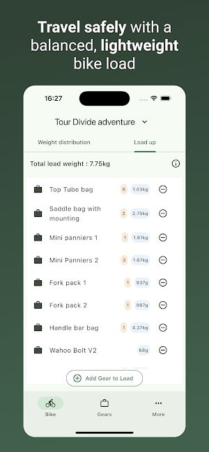 Bikepacking Weight Calculator Screenshot 3