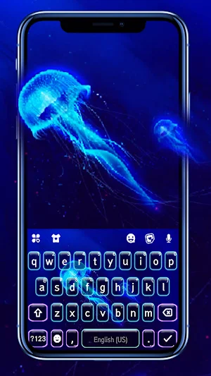 Neon Blue Jellyfish Keyboard B Screenshot 0