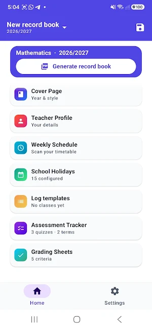 Teacher Record Book Generator Screenshot 0