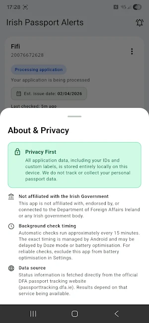 Irish Passport Alerts Screenshot 1